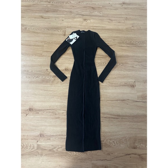 naked wardrobe Dresses & Skirts - Naked Wardrobe Womens M Black Ribbed Long Sleeve Bodycon Maxi Dress NWT